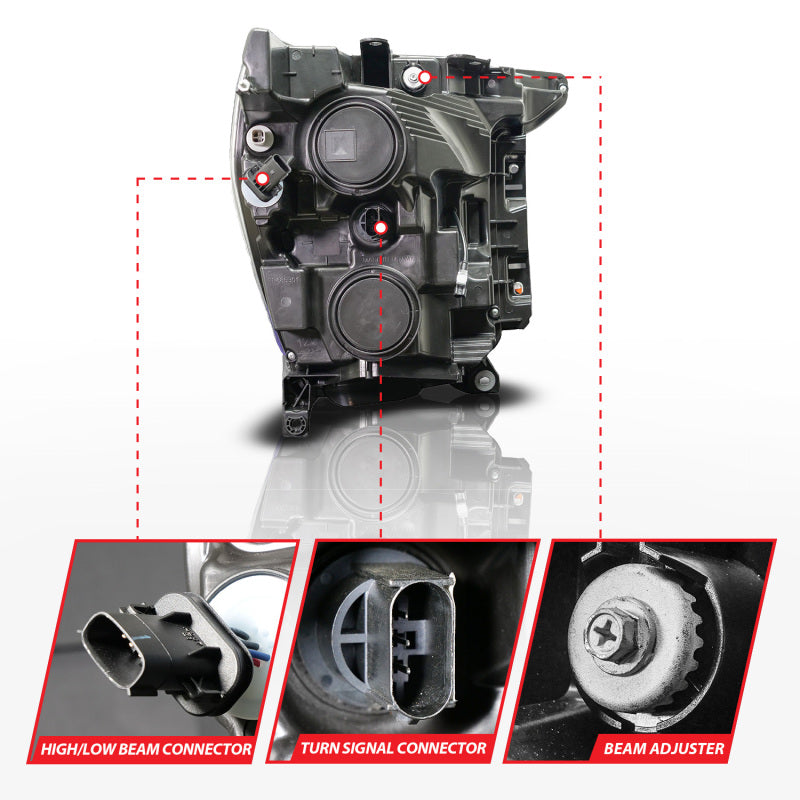 Anzo 21-23 Ford F150 LED Projector Headlight w/Switchback+Sequential - Black (Driver Side Only) - 111594-L