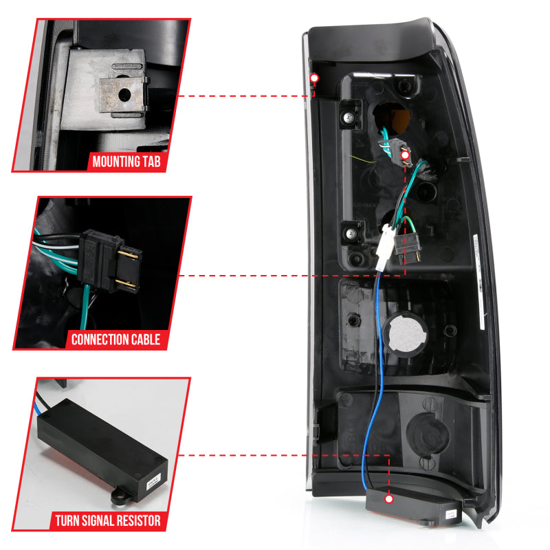 ANZO 1999-2002 Chevy Silverado 1500 LED Taillights Plank Style Black w/Smoke Lens - 311331