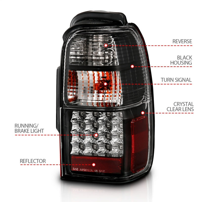 ANZO 2001-2002 Toyota 4 Runner LED Taillights Black - 311099