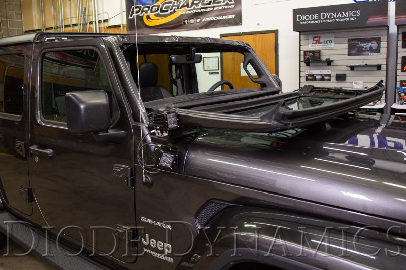 Diode Dynamics 18-21 Jeep JL Wrangler/Gladiator SS3 Cowl LED Bracket Kit - Yellow Sport - DD6555