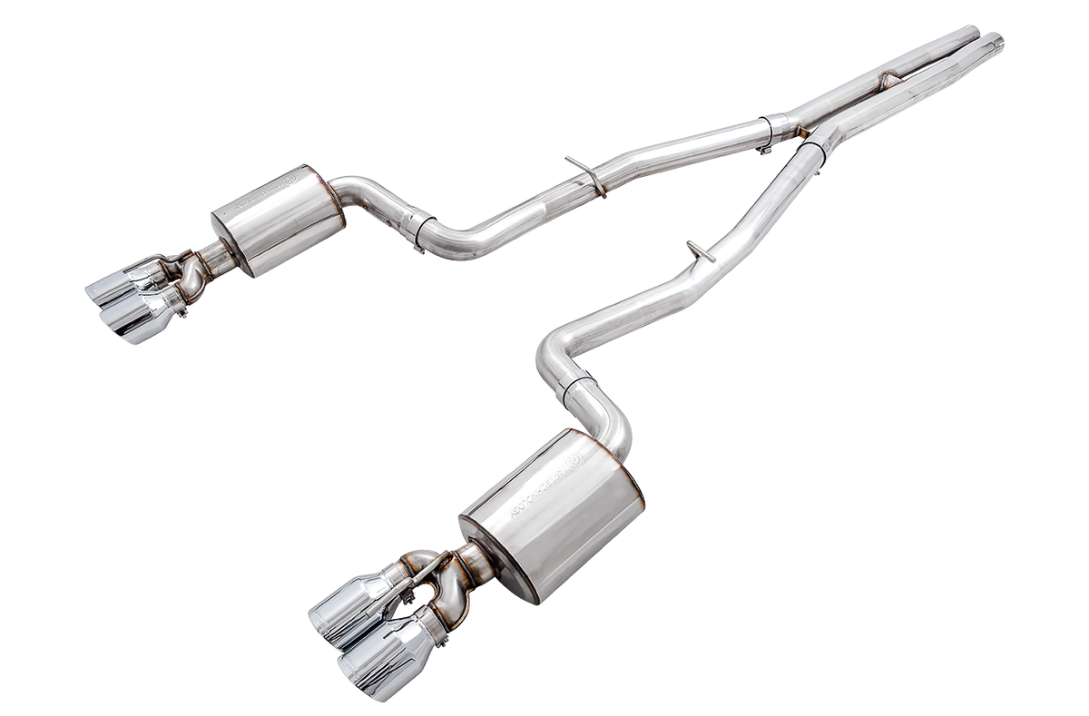 AWE Tuning 2017+ Challenger 5.7L Touring Edition Exhaust - Non-Resonated - Chrome Silver Quad Tips - 3020-42076
