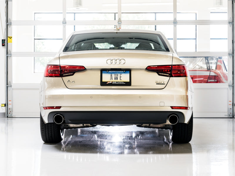 AWE Tuning Audi B9 A4 SwitchPath Exhaust Dual Outlet - Chrome Silver Tips (Includes DP and Remote) - 3025-32014