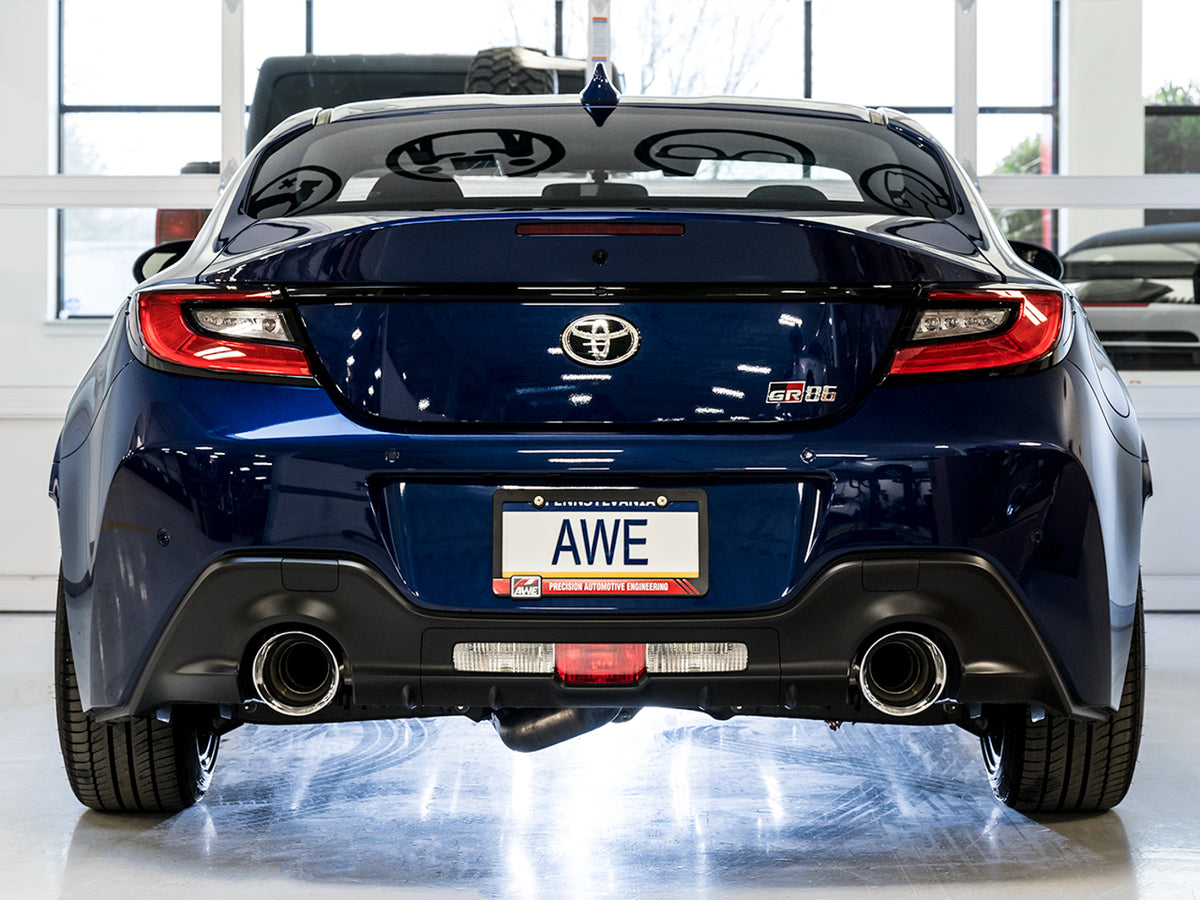 AWE Subaru BRZ/ Toyota GR86/ Toyota 86 Track Edition Cat-Back Exhaust- Chrome Silver Tips - 3020-32279