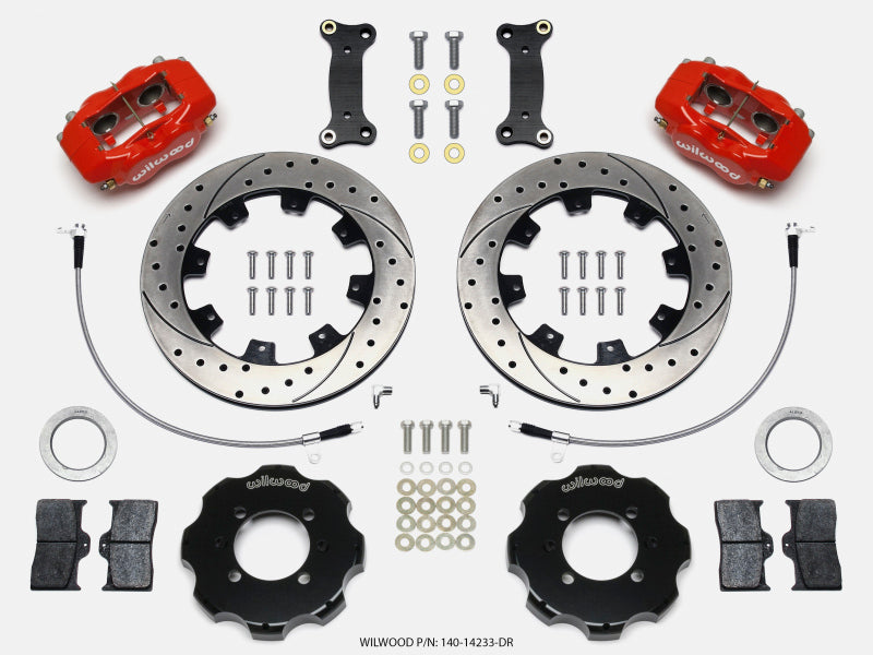 Wilwood Forged Dynalite Front Hat Kit 12.19in Drilled Red 2016-Up Mazda MX5 Miata w/ Lines - 140-14233-DR