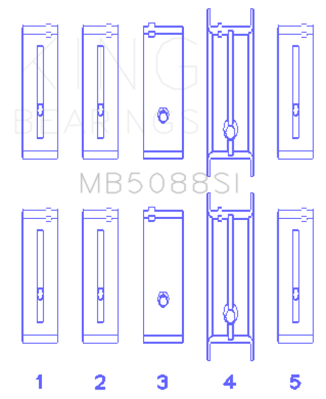 King Engine Bearings ChevrolET/Isuzu Ohv Ln2 (Size +0.25mm) Main Bearing Set - MB5088SI0.25