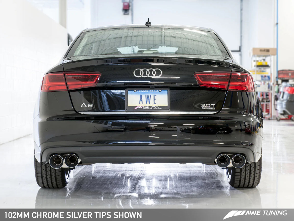 AWE Tuning Audi C7.5 A6 3.0T Touring Edition Exhaust - Quad Outlet Chrome Silver Tips - 3015-42072