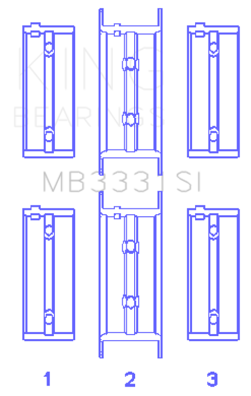 King Engine Bearings Subaru 1300/1600 (Size +0.50mm) Main Bearing Set - MB3331SI0.5