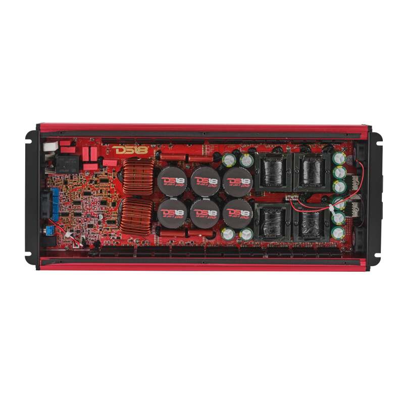 DS18 1-Channel Class D Full-Range Monoblock 8000 Watts RMS at1 ohm DPIV1/0 Terminals Included Red - FRP-8K/RD - close-up view
