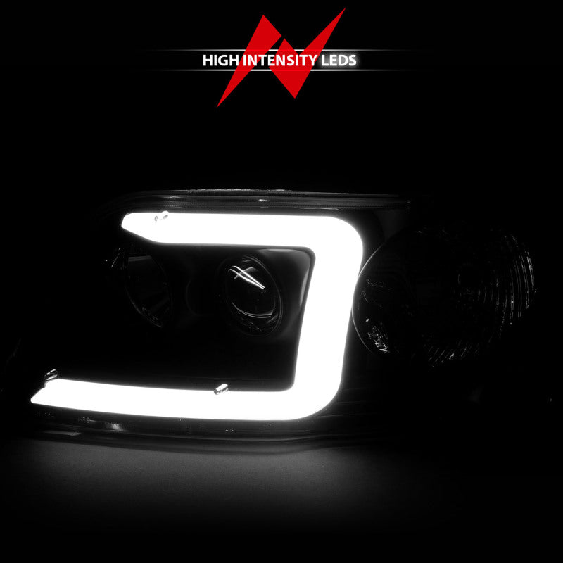 ANZO 1997-2003 Ford F-150 Projector Headlights w/ Light Bar Chrome Housing - 111504