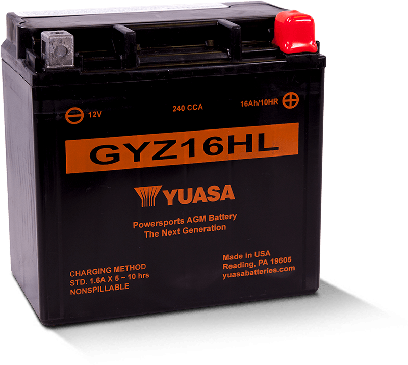 Yuasa GYZ16HL High Performance Maintenance Free AGM 12 Volt Battery - YUAM716GHL for 2009-2021 Harley-Davidson XL883N Iron 88