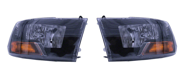 Raxiom 09-18 Dodge RAM 1500/2500/3500 Euro Style Headlights w/ Single Bulb- Blk Housing (Clear Lens) - R118017 for 2009-2010 