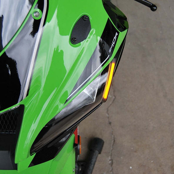 New Rage Cycles 16-20 Kawasaki ZX-10R Front LED Turn Signals w/Load EQ - ZX10-FS-16-L - front view
