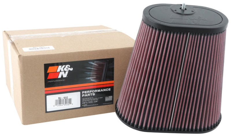 K&amp;N Universal Clamp-On Air Filter 3-1/8in Dual FLG  8-7/8in X 5-3/16 B 6-1/4in X 4IN T, 9inH W/STUD - RU-1012