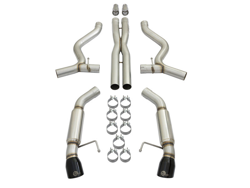aFe MACHForce XP 3in 304 SS Sport Tone Cat-Back w/ Black Tips 15-17 Ford Mustang V6-3.7L/V8-5.0L - 49-33088-B