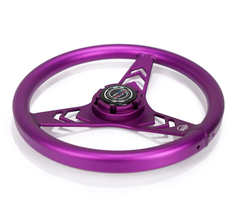 NRG Aluminum Steering Wheel 330mm - Arow Cutout - Ergonomic Grip - Anadized Purple - RST-070-PP - close-up view 2