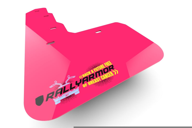 Rally Armor 22-24 Tesla Model X & X Plaid Pink Mud Flap BCE Logo - MF102-BCE24-PK-BLK by Rally Armor - angle view