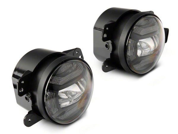 Raxiom 07-18 Jeep Wrangler JK Axial Series 4-In LED Fog Lights- Clear - J167046 for 2007-2018 Jeep Wrangler - front view