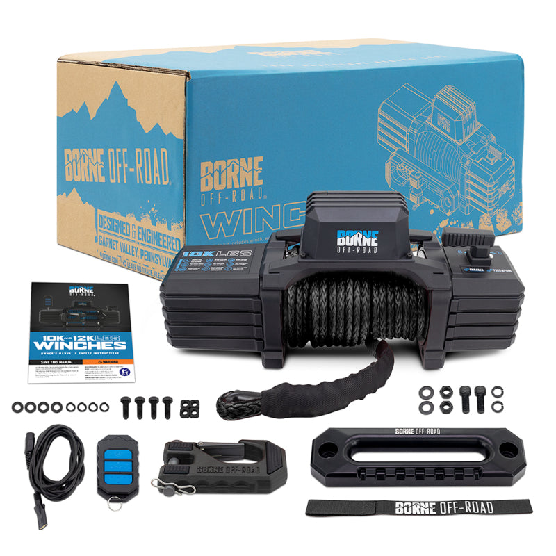Borne Off-Road 10K Winch - Black Synthetic Rope - BNWN-10-SBK