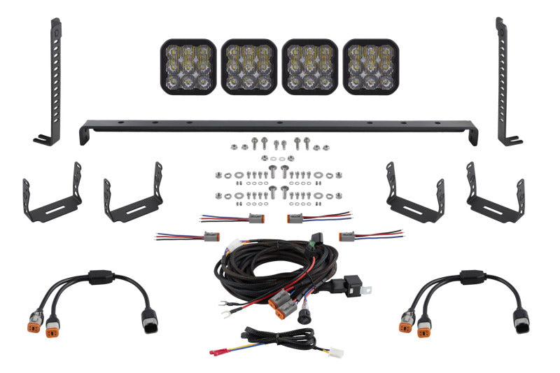 Diode Dynamics 14-23 Toyota 4Runner SS5 Stealth Grille LED 4-Pod Kit - Pro White Driving - DD7548