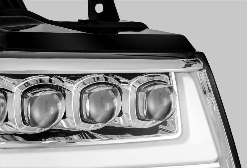 AlphaRex 07-13 Chevy Avalanche NOVA LED Proj Headlights Plank Style Design Chrome w/Activ Light/DRL - 880286