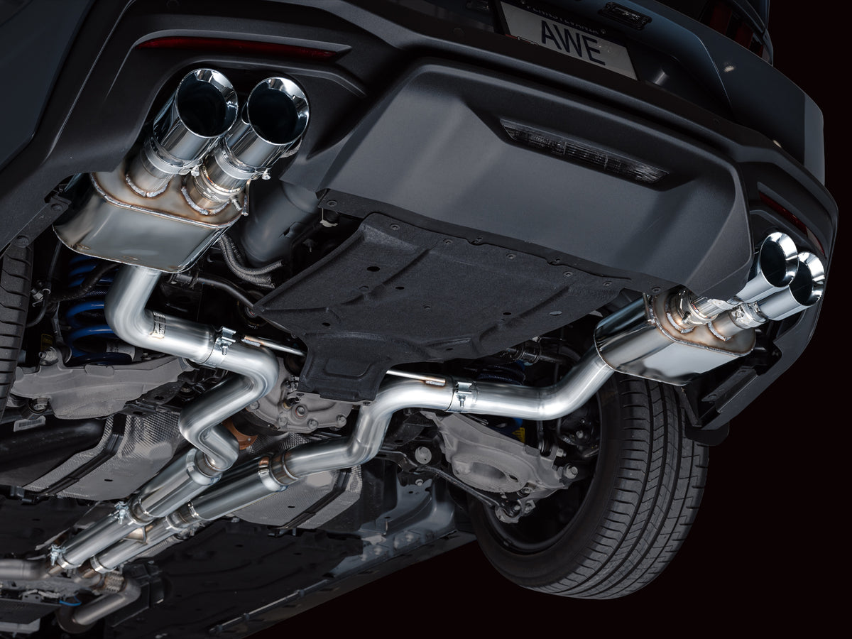 AWE 2024 Ford Mustang GT Fastback S650 RWD SwitchPath Catback Exhaust w/ Quad Chrome Silver Tips - 3025-42650