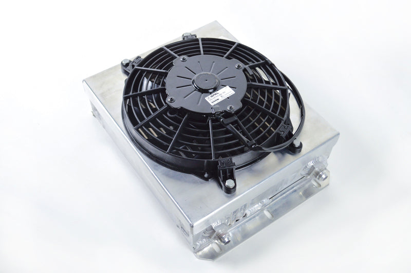CSF Dual Fluid Bar &amp; Plate HD Oil Cooler w/9in SPAL Fan (1/3 &amp; 2/3 Partition) - 13.8in L x 10in H - 8026