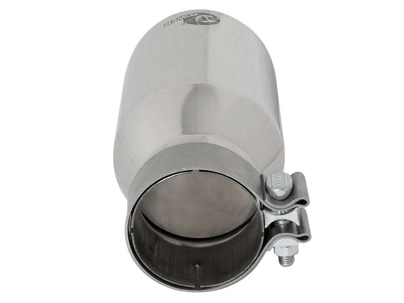 aFe MACH Force-Xp Univ 304 SS Double-Wall Clamp-On Exhaust Tip - Polished - 3in Inlet - 4.5in Outlet - 49T30454-P092