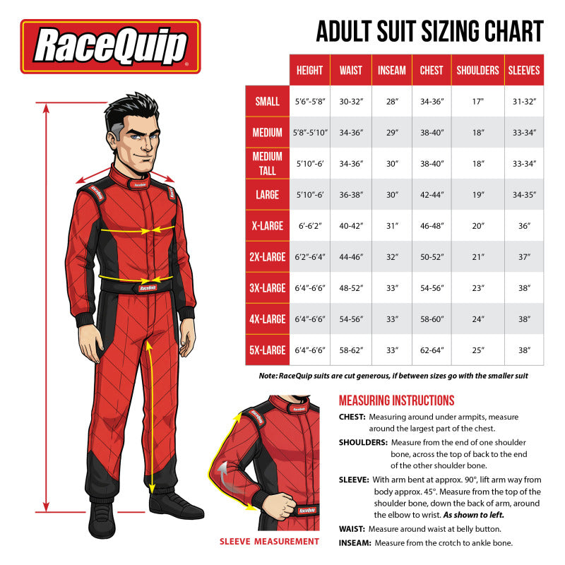 RaceQuip Black Chevron-1 Suit - SFI-1 2XL - 130907RQP
