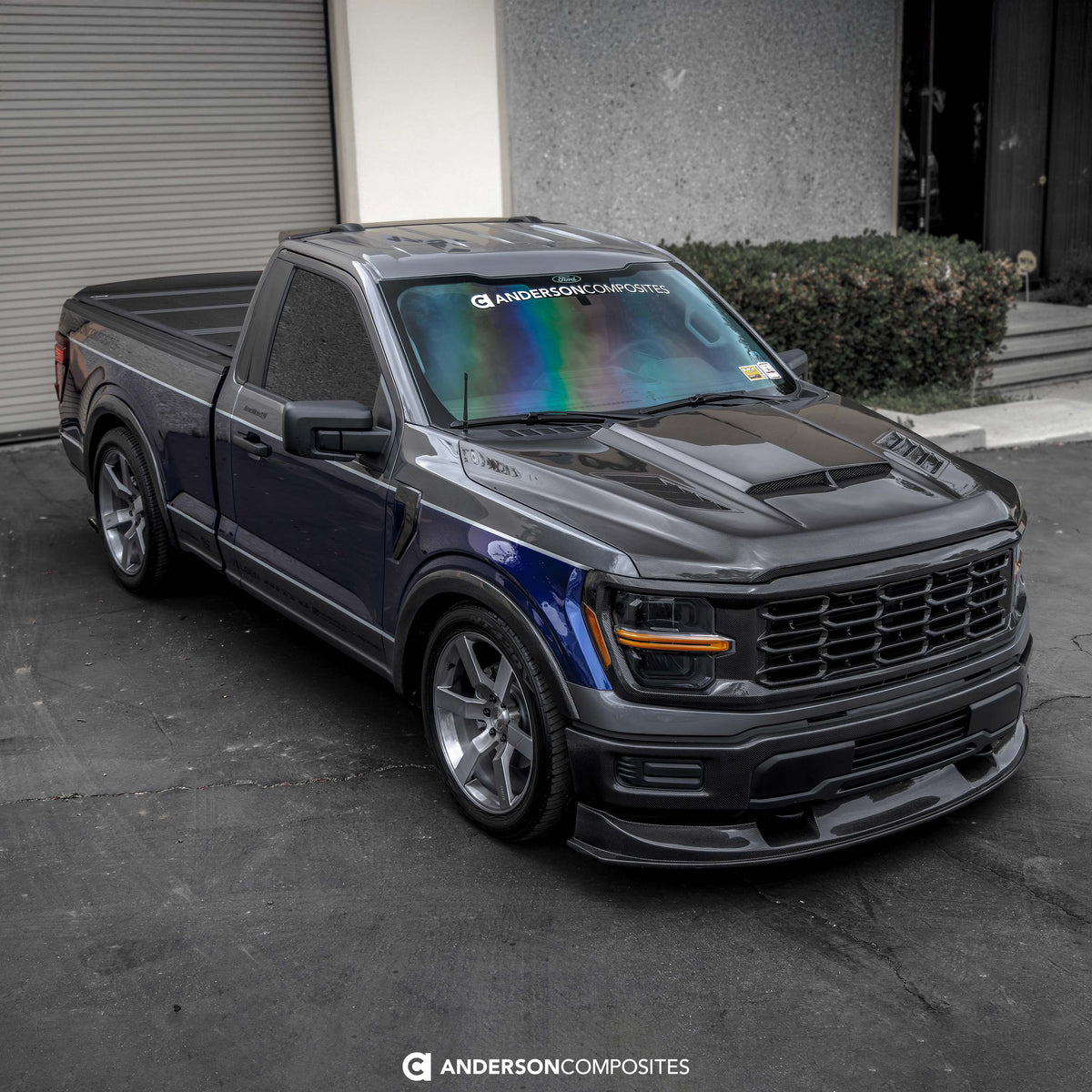 Anderson Composites 21-25 Ford F-150 Type-AB Carbon Fiber Hood - AC-HD21FDF150-AB for 2021-2025 Ford F 150 - detail view