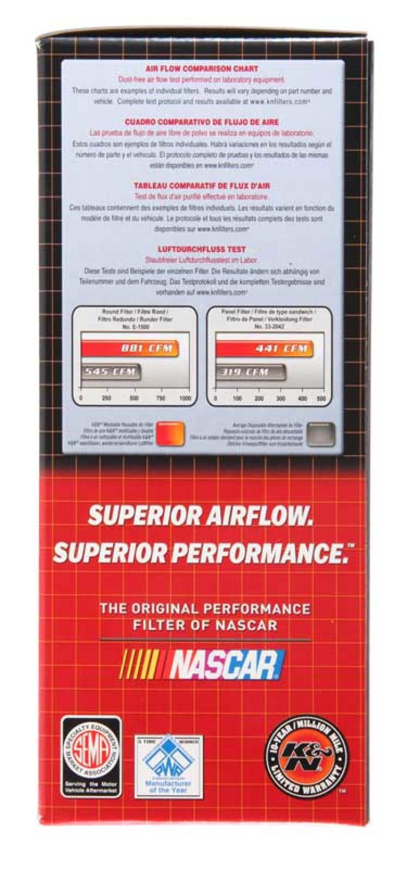 K&amp;N Round Air Filter 7in OD 5.188in ID 3 Height - E-3380