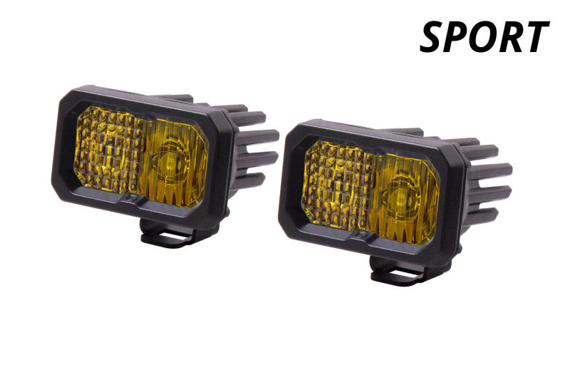 Diode Dynamics Stage Series 2 In LED Pod Sport - Yellow Flood Standard ABL (Pair) - DD6396P by Diode Dynamics - angle view