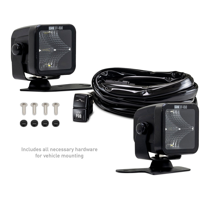 Borne Off-Road 21+ Bronco Light Pods 2pc Ditch 3x3 Flood - BNLT-BR-21-DT2F