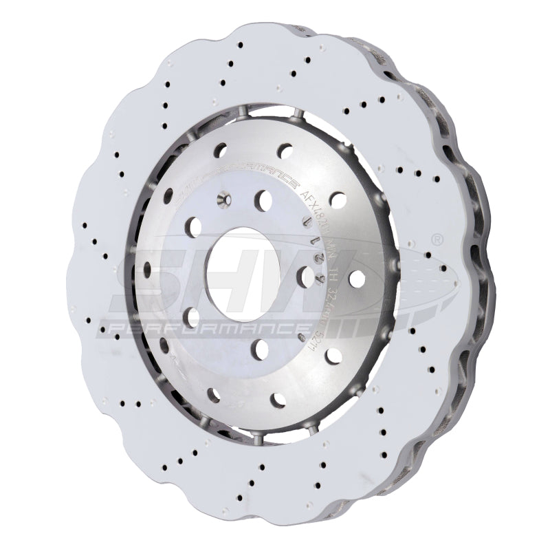SHW 14-20 Audi R8 5.2L (Excl Ceramic Brake) Front Drilled-Dimpled LW Wavy Brake Rotor (4S0615301B) - AFX48201 for 2014-2023 A