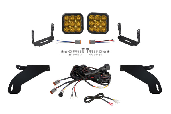 Diode Dynamics 21-22 Ford F-150 SS5 Bumper LED Pod Light Kit - Yellow Pro Driving - DD7333 for 2021-2023 Ford F 150 - front v