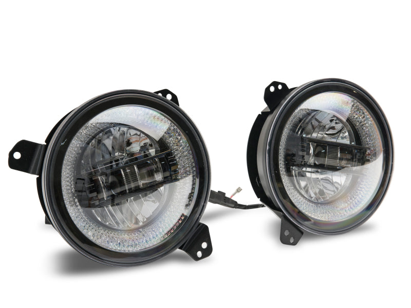 Raxiom 18-22 Jeep Wrangler JL/JT Axial Series LED Headlights- Black Housing (Clear Lens) - J133763