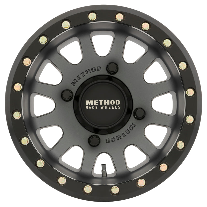 Method MR401 UTV Beadlock 14x7 / 4+3/13mm Offset / 4x156 / 132mm CB Titanium Wheel- Matte Black Ring - MR40147046843B