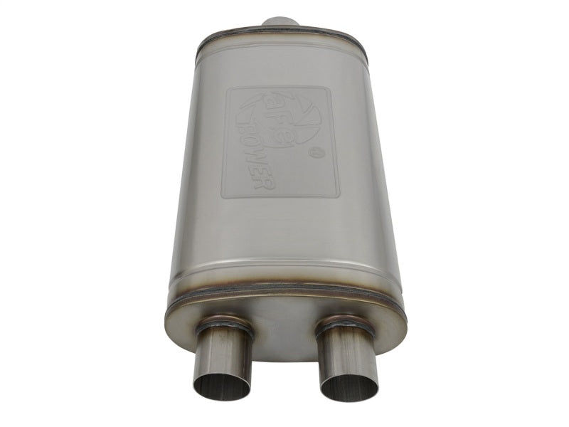 aFe MACHForce XP SS Muffler 3in Center Inlet / 2.5in Dual Outlets 22in L x 11in W x 6in H Body - 49M00014