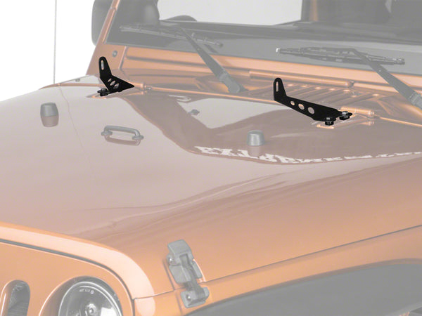 Raxiom 07-18 Jeep Wrangler JK 24-In Light Bar Hood Mounting Brackets - J106738 for 2007-2018 Jeep Wrangler - front view