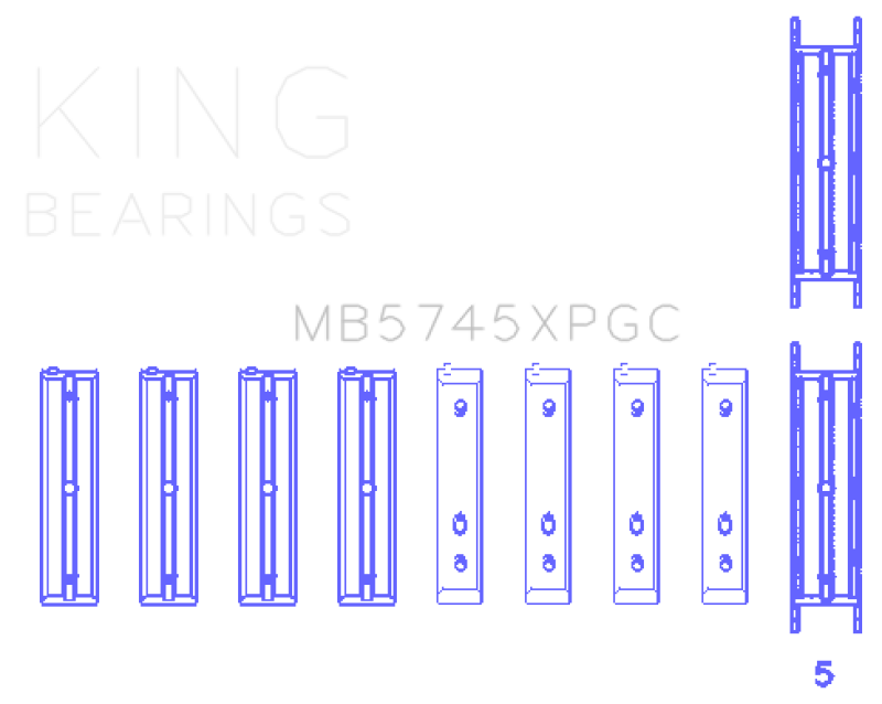 King Engine Bearings Subaru Fa20/Toyota 4U-Gse (Size +0.25mm) Main Bearing Set - MB5745XPGC0.25