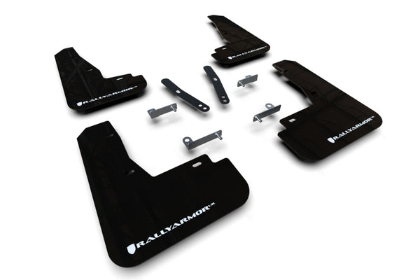 Rally Armor 22-23 Kia EV6 Black UR Mud Flap White Logo - MF91-UR-BLK-WH for 2022-2024 Kia EV6 - front view