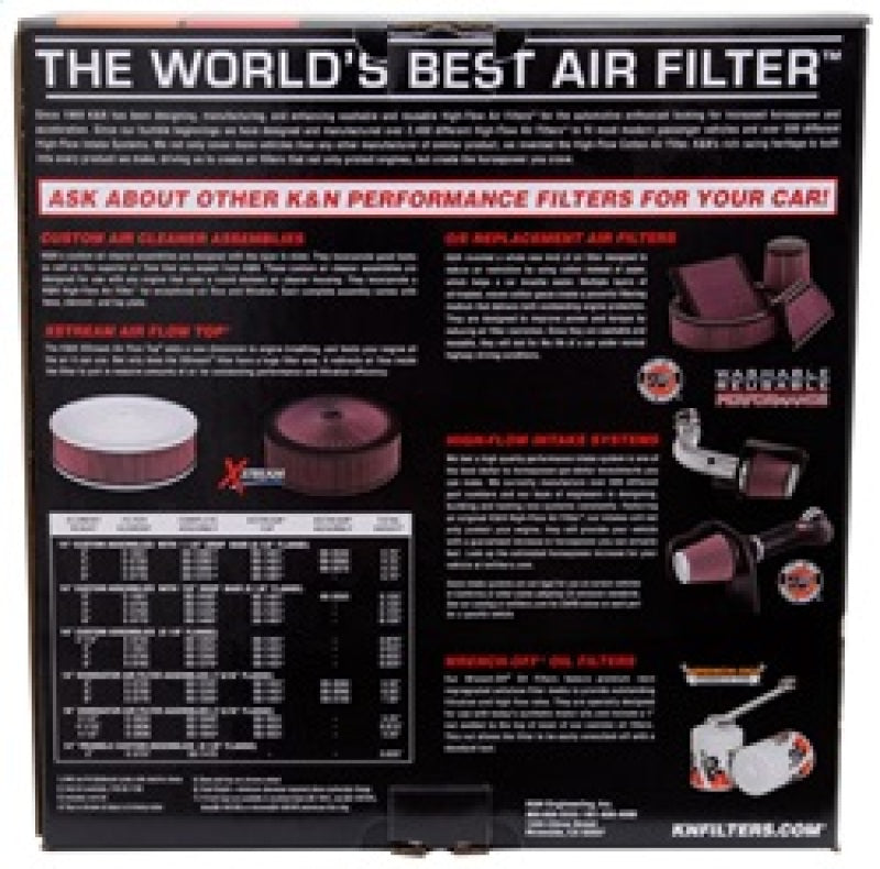 K&N X-Stream Top Filter Red 14in OD / 7.313in Neck Flange / 5.5in Height - 66-3080 by K&N Engineering - rear view