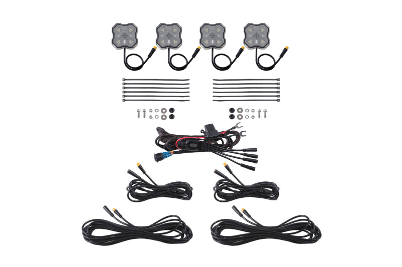 Diode Dyamics Rock Light - Red/White - M8 4-Pack - DD8744