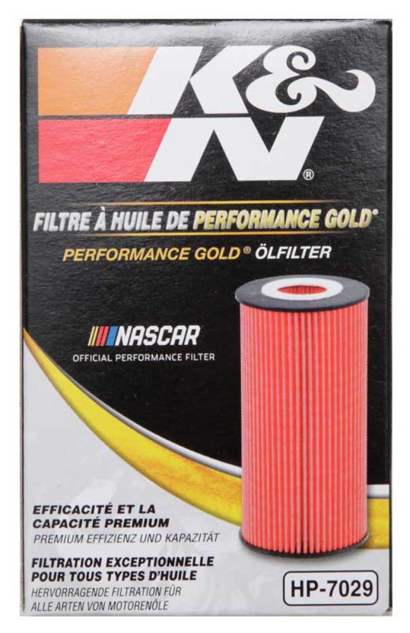 K&N Performance Oil Filter for Hyundai/Kia 3.8L V6, 4.6L/5.0L V8 - HP-7029 for 2010-2016 Hyundai Genesis Coupe - package cont