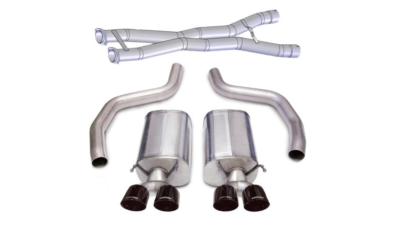 Corsa 2012-2013 Chevrolet Corvette C6 Z06 7.0L V8 Black Sport Cat-Back Exhaust - 14164CB3BLK