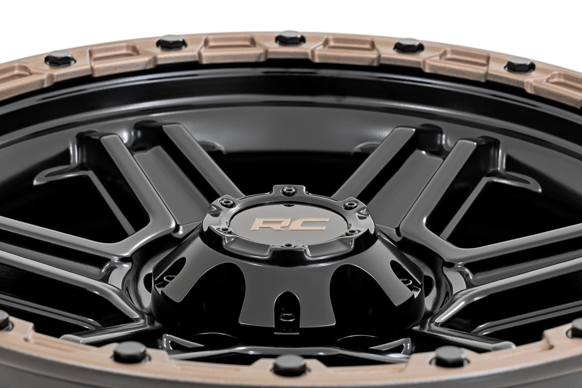 Rough Country - Rough Country 79 Series Wheel - One-Piece - Semi Gloss Black w/Bronze Ring - 18x9 - 6x135 - -12mm