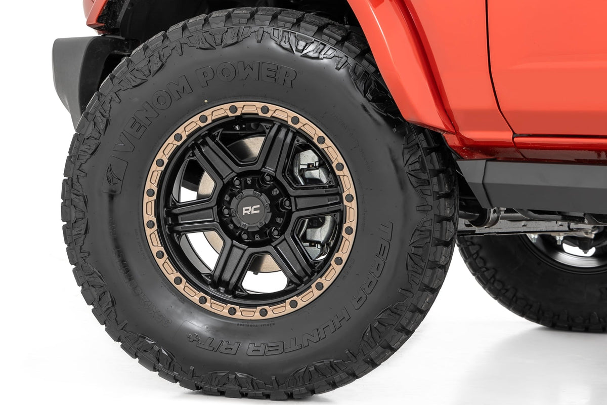 Rough Country - Rough Country 79 Series Wheel - One-Piece - Semi Gloss Black w/Bronze Ring - 18x9 - 6x135 - -12mm