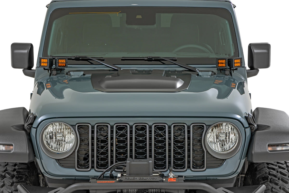 Rough Country - Hood Scoop - PDS Anvil - Jeep Gladiator JT/Wrangler JL 4WD (2018-2025) - HS60010-PDS by Rough Country - angle