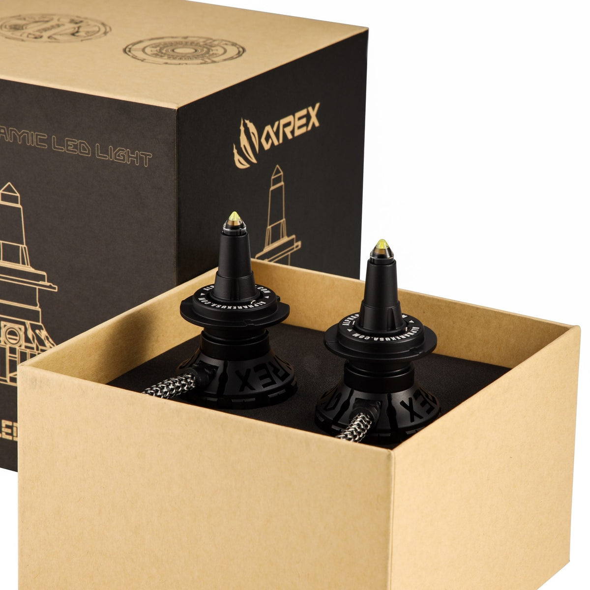 AlphaRex Black Ammo Panoramic LED Light Bulbs - 9006 - 110003 by AlphaRex - close-up