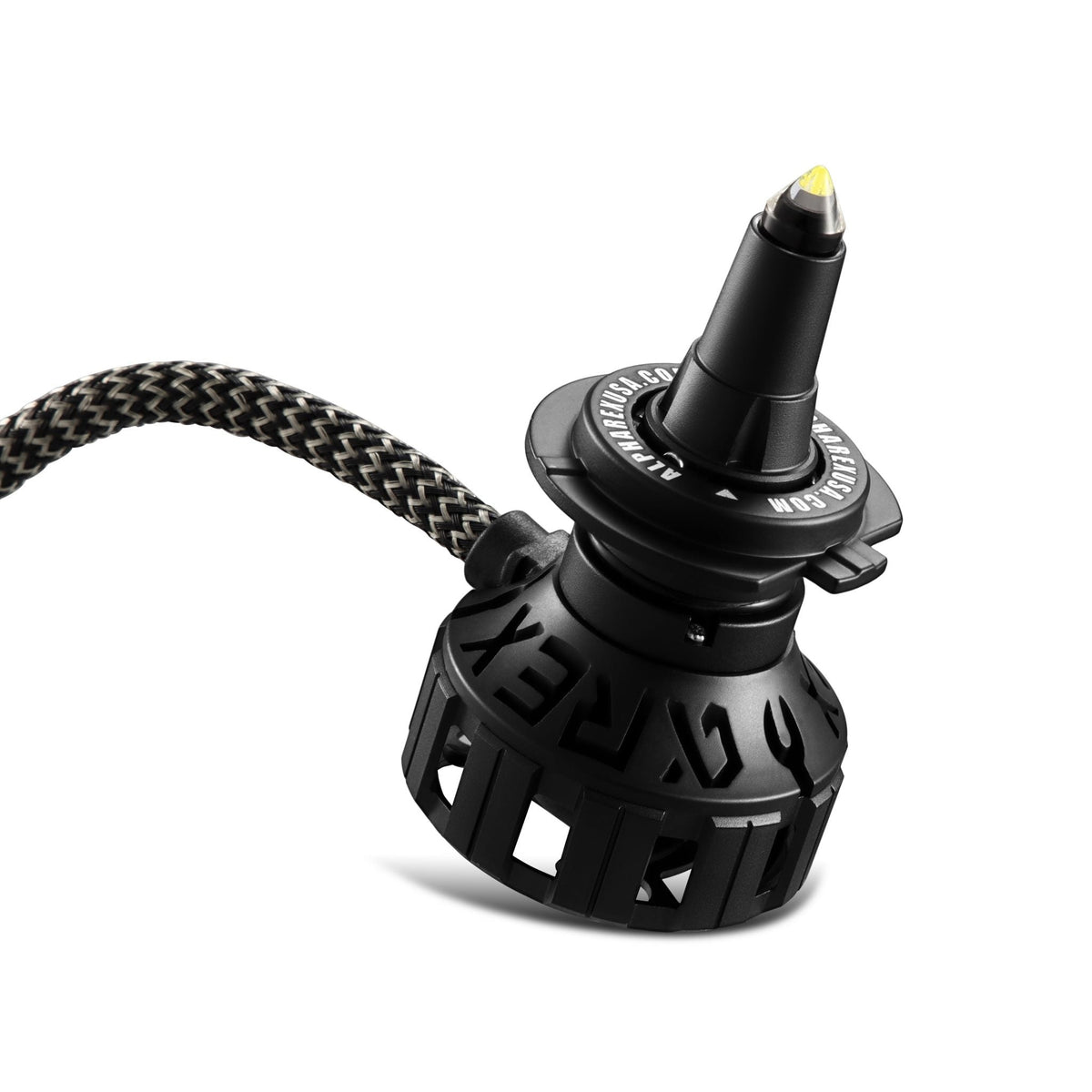 AlphaRex Black Ammo Panoramic LED Light Bulbs - 9006 - 110003 by AlphaRex - side view