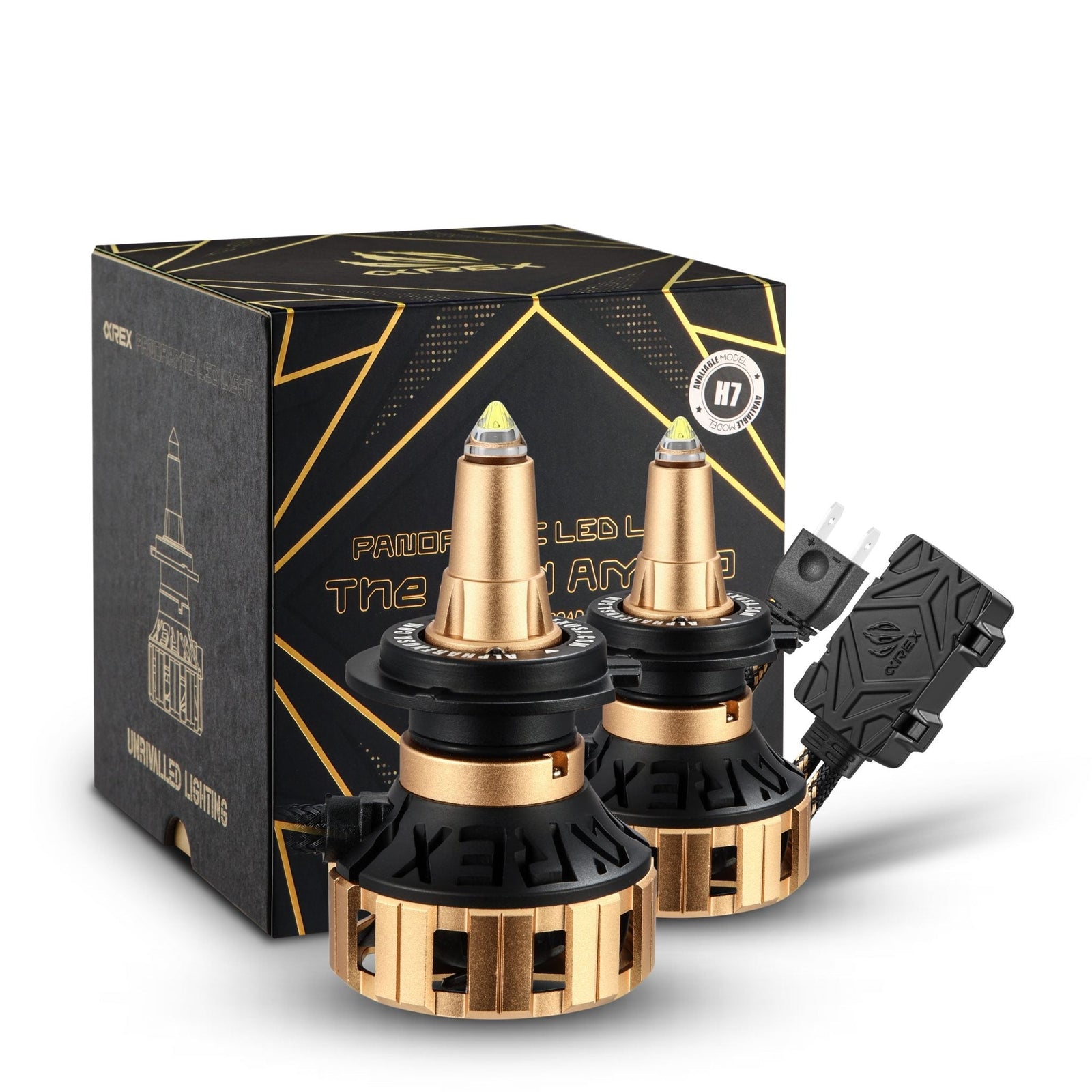 AlphaRex Gold Ammo Panoramic LED Light Bulbs - H11 - 110012 by AlphaRex - front view